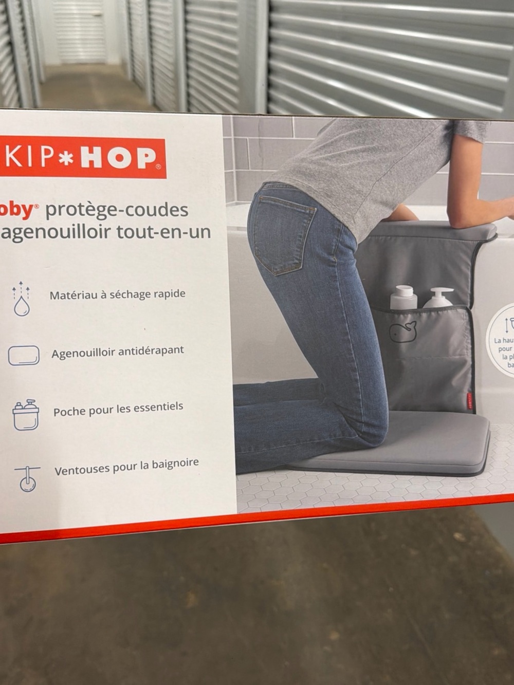 Skip Hop Gray All-In-One Bath Kneeler with Storage Pocket